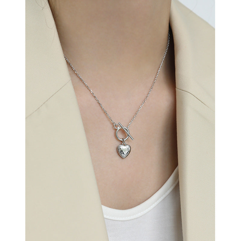 Custom 061S925 sterling silver necklace Instagram niche simple love heart necklace female niche design sense silver chain jewelry