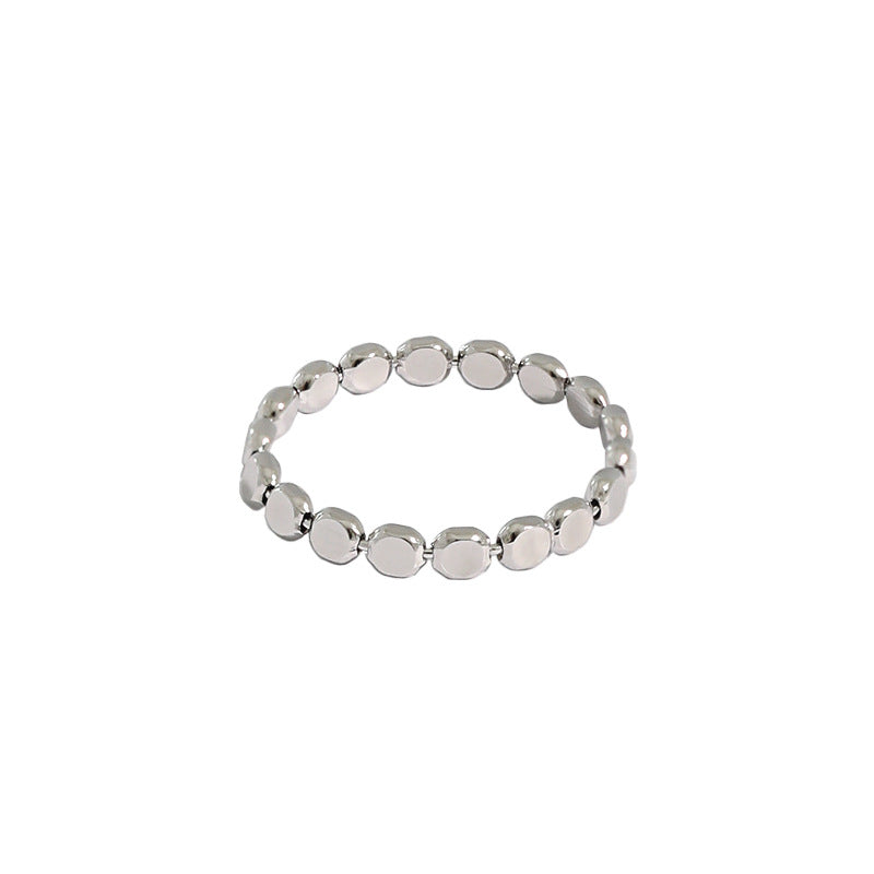 214 Korean version of Instagram niche geometric oblate bead S925 sterling silver ring female all-in-one silver ring