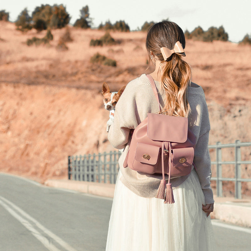 Pink backpack ladylike style convenient and lightweight