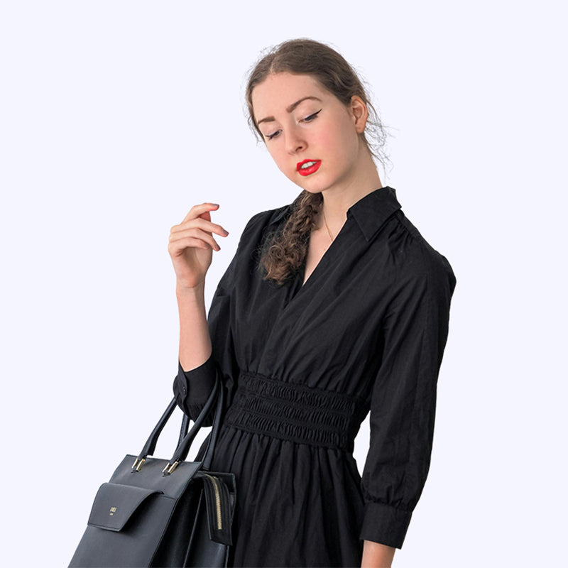 Simple and versatile black dress lady style