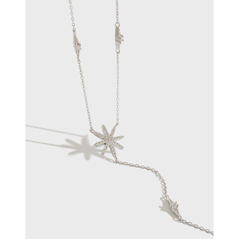 HXL377 Korean S925 sterling silver simple micro diamond-studded sunflower clavicle necklace chain decorated student female silver jewelry