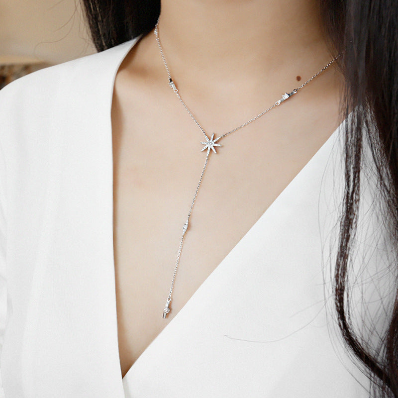 HXL377 Korean S925 sterling silver simple micro diamond-studded sunflower clavicle necklace chain decorated student female silver jewelry